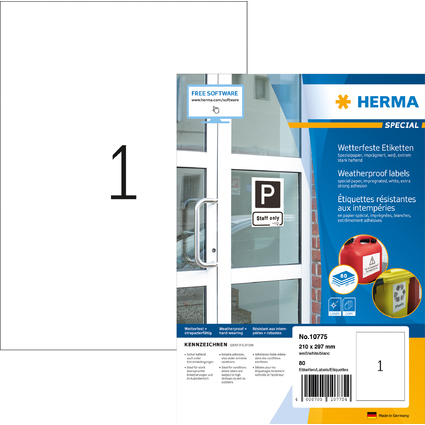 HERMA Wetterfeste Etiketten aus Spezialpapier, 210 x 297 mm