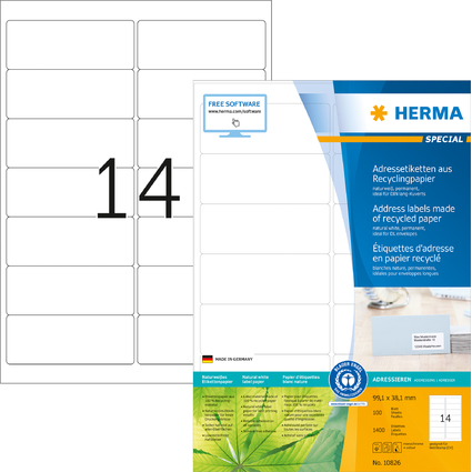 HERMA Universal-Etiketten Recycling, 99,1 x 38,1 mm