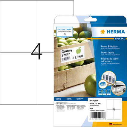 HERMA Power Etiketten SPECIAL, 105 x 148 mm, wei