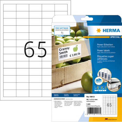 HERMA Power Etiketten SPECIAL, 38,1 x 21,2 mm, wei