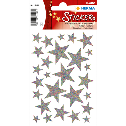 HERMA Weihnachts-Sticker MAGIC "Sterne silber", glittery