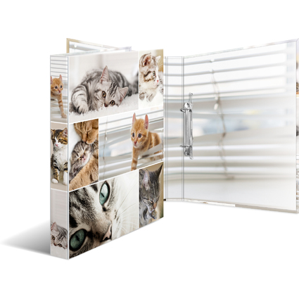 HERMA Ringbuch "Animals" - Katzen, DIN A4, 2-Ring-Mechanik