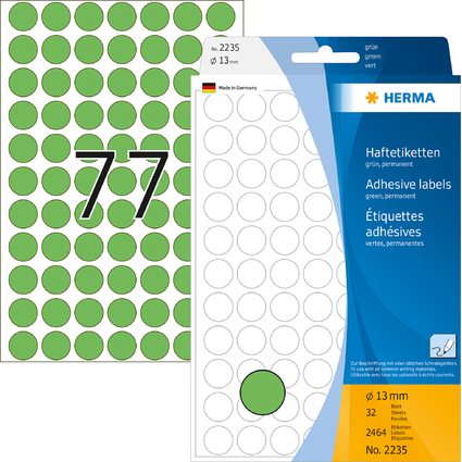 HERMA Markierungspunkte, Durchmesser: 13 mm, grn