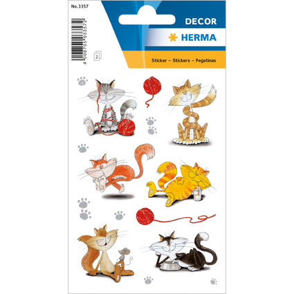 HERMA Sticker DECOR "lustige Katzen", beglimmert