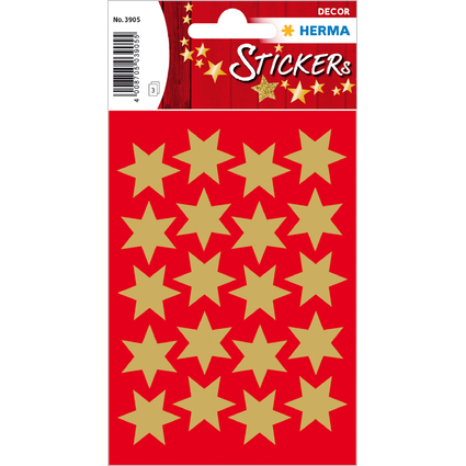 HERMA Weihnachts-Sticker DECOR "Sterne", 21 mm, gold