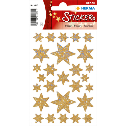 HERMA Weihnachts-Sticker DECOR "Sterne", gold, Holographie
