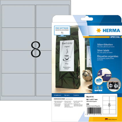 HERMA Folien-Etiketten SPECIAL, 99,1 x 67,7 mm, silber