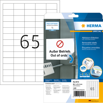 HERMA Universal-Etiketten SPECIAL, 38,1 x 21,2 mm, wei