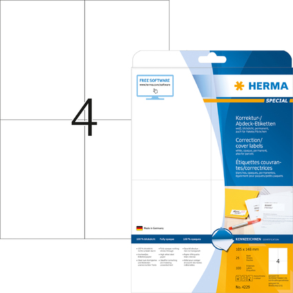 HERMA Korrektur-/Abdeck-Etiketten SPECIAL, 105 x 148 mm