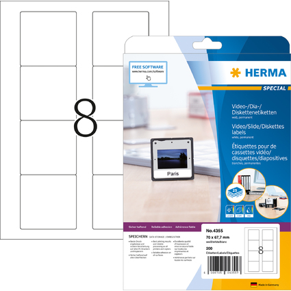 HERMA Disketten-Etiketten 3,5" SPECIAL, 70 x 67,7 mm, wei