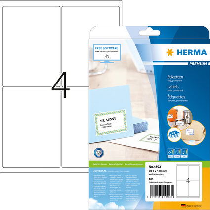 HERMA Universal-Etiketten PREMIUM, 99,1 x 139 mm, wei