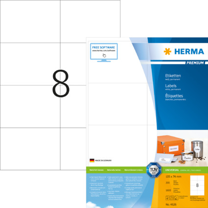 HERMA Universal-Etiketten PREMIUM, 105 x 74 mm, wei