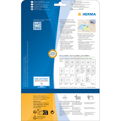 HERMA Folien-Etiketten SPECIAL, 52,5 x 29,7 mm, transparent