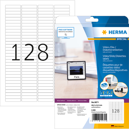 HERMA Dia-Etiketten SPECIAL, 43,2 x 8,5 mm, wei