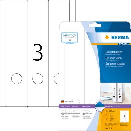 HERMA Ordnerrcken-Etiketten SPECIAL, 297,0 x 59,0 mm, wei