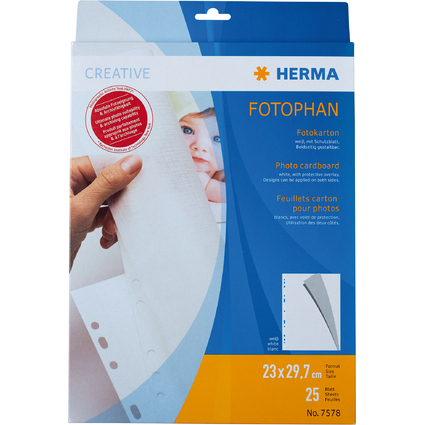 HERMA Fotokarton, 230 x 297 mm, wei, Inhalt: 25 Blatt