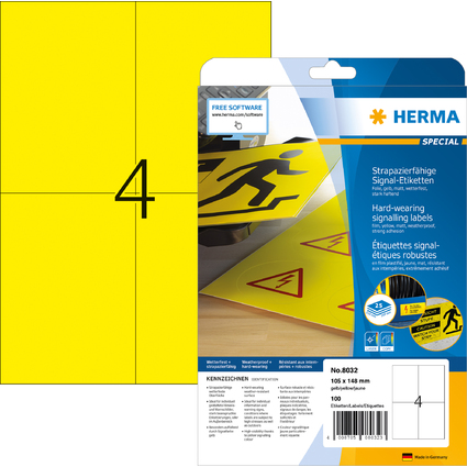 HERMA Signal-Etiketten SPECIAL, 105 x 148 mm, gelb