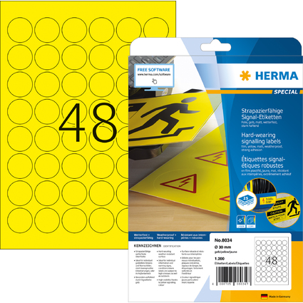 HERMA Signal-Etiketten SPECIAL, Durchmesser: 30 mm, gelb