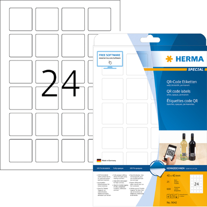 HERMA QR-Code Etiketten, 40 x 40 mm, quadratisch