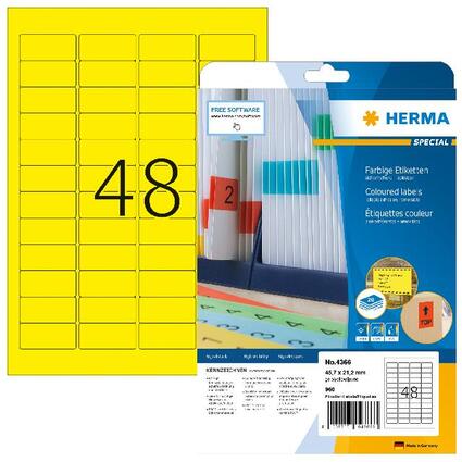 HERMA Universal-Etiketten SPECIAL, 45,7 x 21,2 mm, gelb