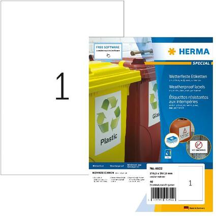 HERMA Inkjet Folien-Etiketten, 210 x 297 mm, wei