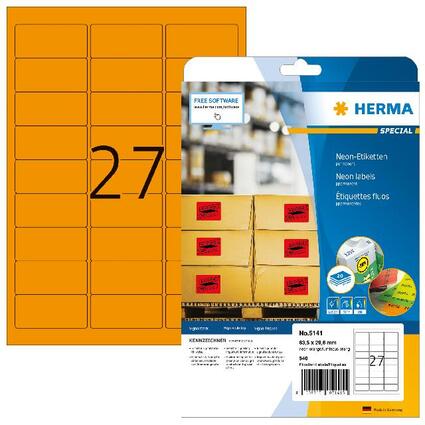 HERMA Universal-Etiketten SPECIAL, 63,5 x 29,6 mm, orange