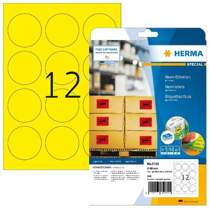 HERMA Universal-Etiketten SPECIAL, rund, 60 mm, neon-gelb