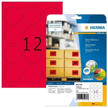 HERMA Universal-Etiketten SPECIAL, rund, 60 mm, neon-rot