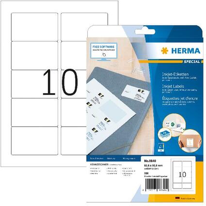 HERMA Inkjet-Etiketten SPECIAL, 83,8 x 50,8 mm, wei