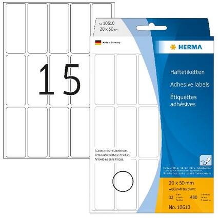 HERMA Vielzweck-Etiketten, 20 x 50 mm, zur Handbeschriftung