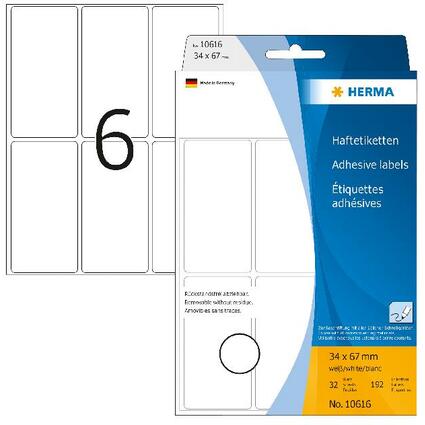 HERMA Vielzweck-Etiketten, 34 x 67 mm, zur Handbeschriftung