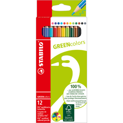 STABILO Buntstifte GREENcolors, 12er Karton-Etui