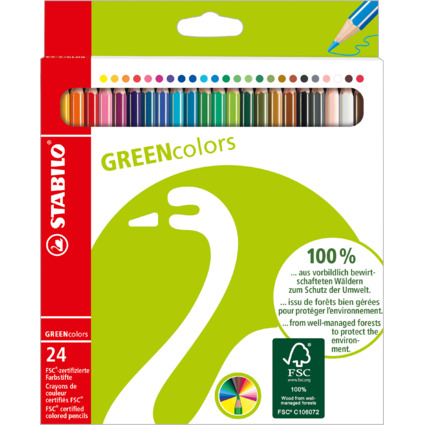 STABILO Buntstifte GREENcolors, 24er Kartonetui