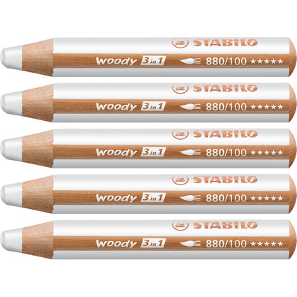 STABILO Multitalentstift woody 3 in 1, rund, wei