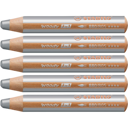 STABILO Multitalentstift woody 3 in 1, rund, silber