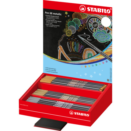 STABILO Fasermaler Pen 68 metallic, 60er Display - 3 Farben