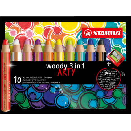 STABILO Multitalentstift woody 3 in 1, 10er Karton-Etui ARTY