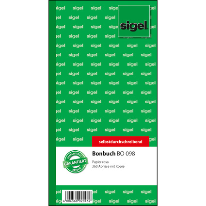 sigel Formularbuch "Bonbuch", 105 x 200 mm, SD, rosa