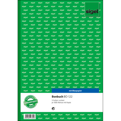 sigel Formularbuch "Bonbuch", A4, 1000 Abrisse, sortiert