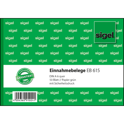 sigel Formularbuch "Einnahmebeleg", A6 quer, 50 Blatt