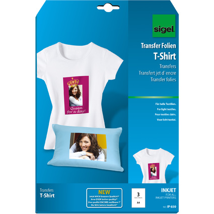 sigel T-Shirt Inkjet-Transfer-Folien, fr helle Textilien