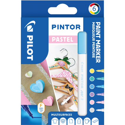 PILOT Pigmentmarker PINTOR, fein, 6er Set "PASTEL"