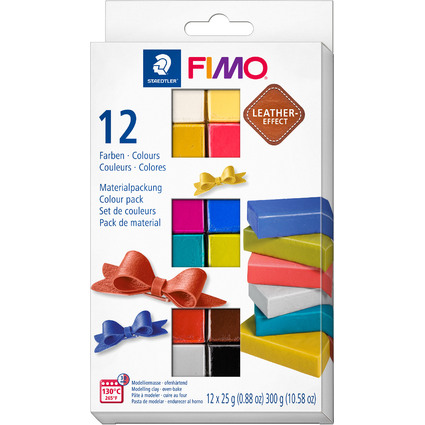 FIMO EFFECT LEATHER Modelliermasse-Set, 12er Set