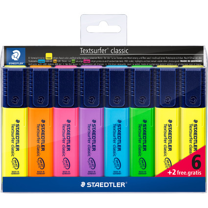 STAEDTLER Textmarker "Textsurfer classic", 6 + 2 gratis