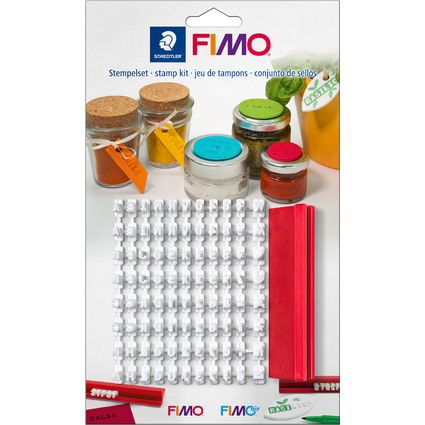 FIMO Stempelset, aus Kunststoff, 88 Zeichen, wei