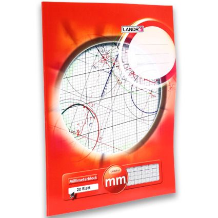 LANDR Millimeterpapier-Block DIN A3, 20 Blatt, 80 g/qm