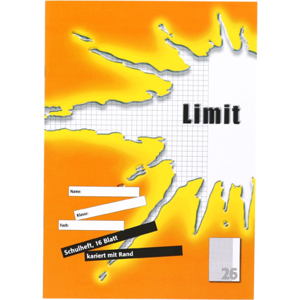 Limit Schulheft, DIN A4, Lineatur 26 / 5 mm kariert