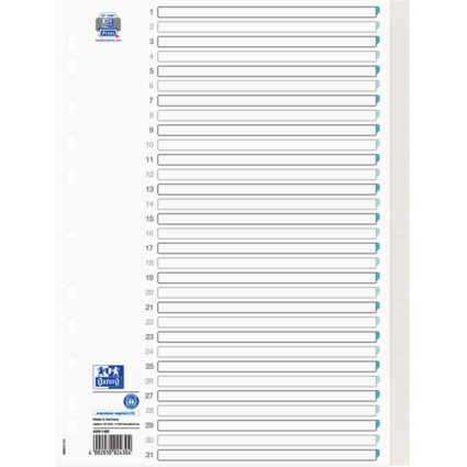 Oxford Tauenpapier-Register, blanko, DIN A4, 31-teilig