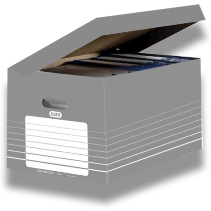 ELBA Archiv-Klappdeckelbox, DIN A4, grau / wei
