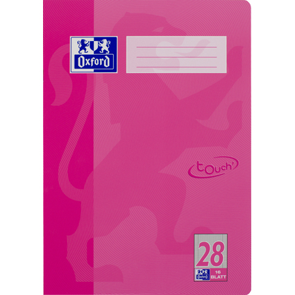 Oxford Schulheft "Touch", DIN A4, Lineatur 28, rosa